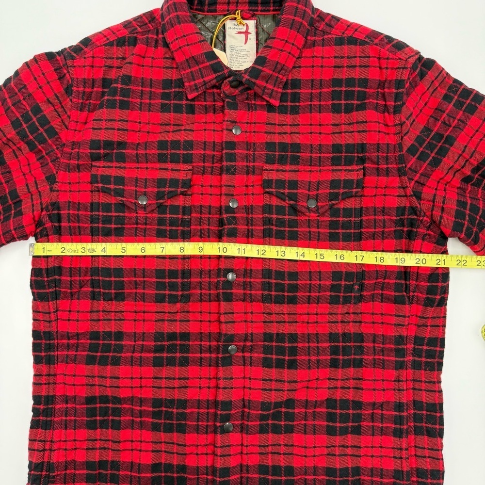 NWT Relwen Men’s Quilted Flannel Shirt Jacket Shacket Red Black Medium Large - Picture 10 of 15